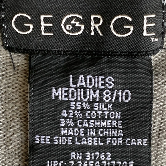 GEORGE SILK/COTTON/CASHMERE BLEND HEATHER GREY CARDIGAN. WOMEN’S SIZE LARGE. - Picture 6 of 7